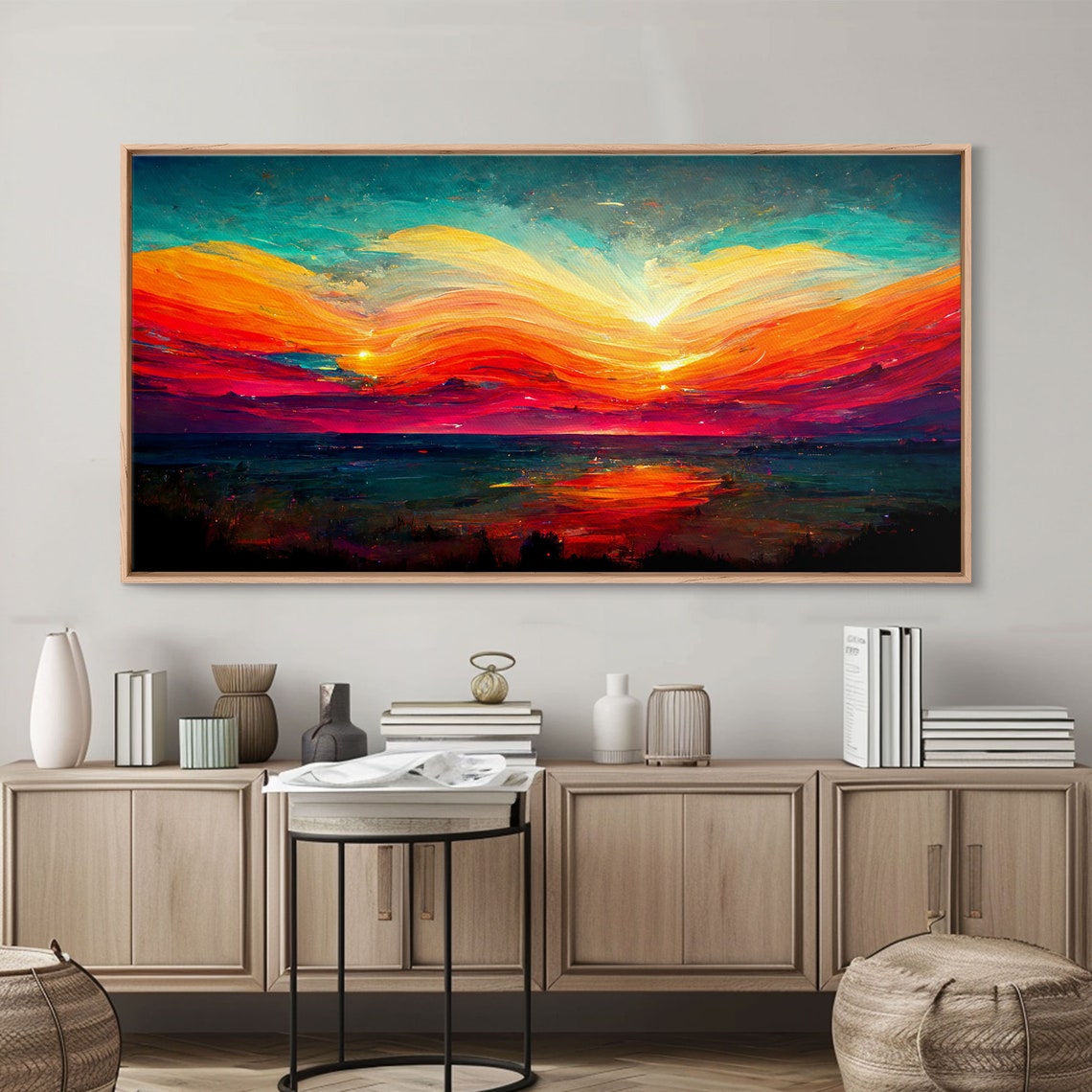 Beautiful Sunset Print Art Ink Painting Style Abstract Sunset Wall Art Cool Wall Art - Image 3