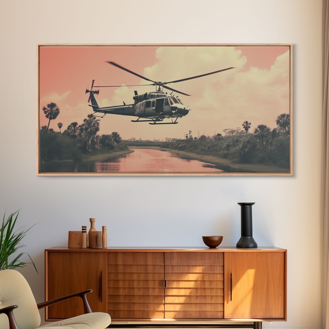 Vaporwave Huey Helicopter Over Vietnam Art Print - Image 6
