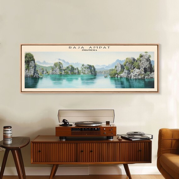 Raja Ampat Travel Print Wall Art Panoramic Travel Poster Retro Style Home Decor Wall Hanging Travel Gift Idea
