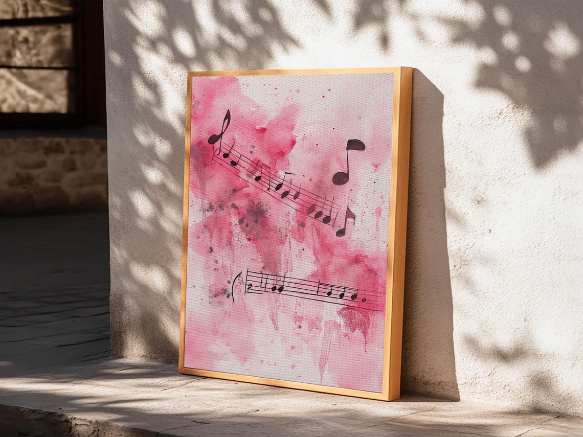 Musical Notes Pink Watercolor Abstract Music Lover Art Print
