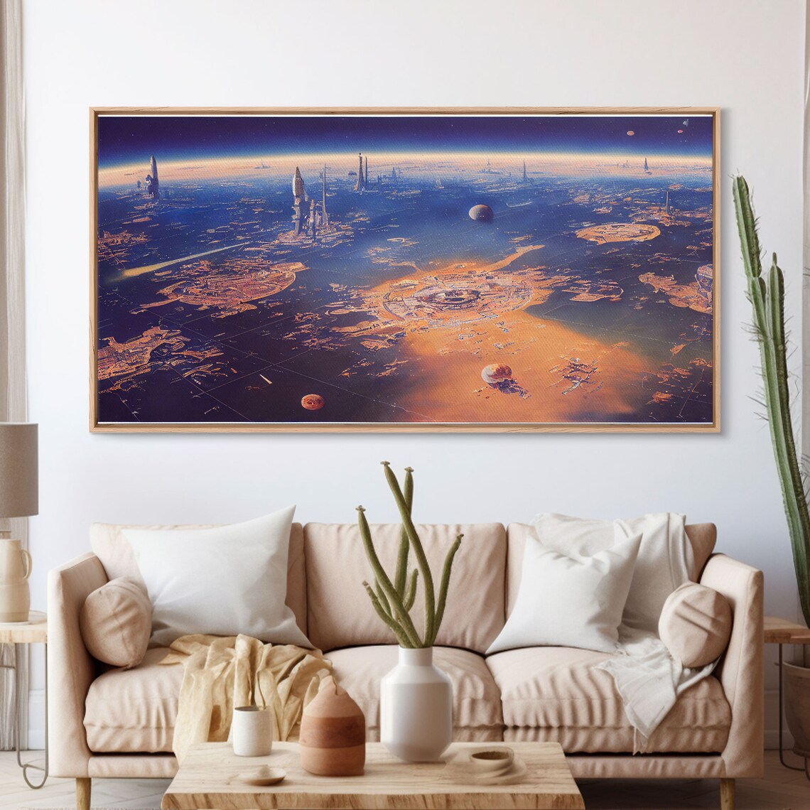 Futuristic City Planet, Bird's-Eye View Sci-Fi Art Print - Image 3