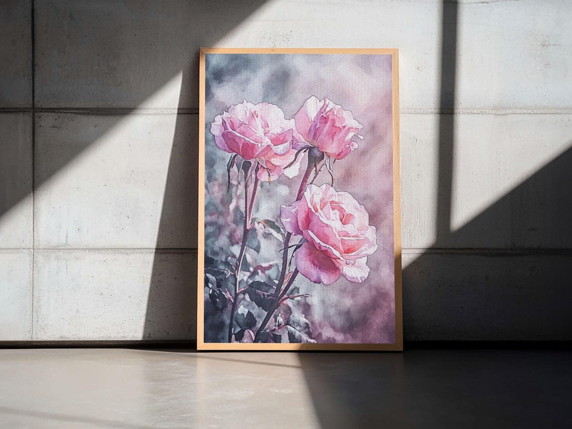 Pink Rose Watercolor Bloom Romantic Garden Floral Wall Art Poster - Image 6