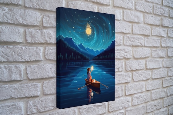 Starry Night Girl Wizard, Van Gogh-Inspired Art Print