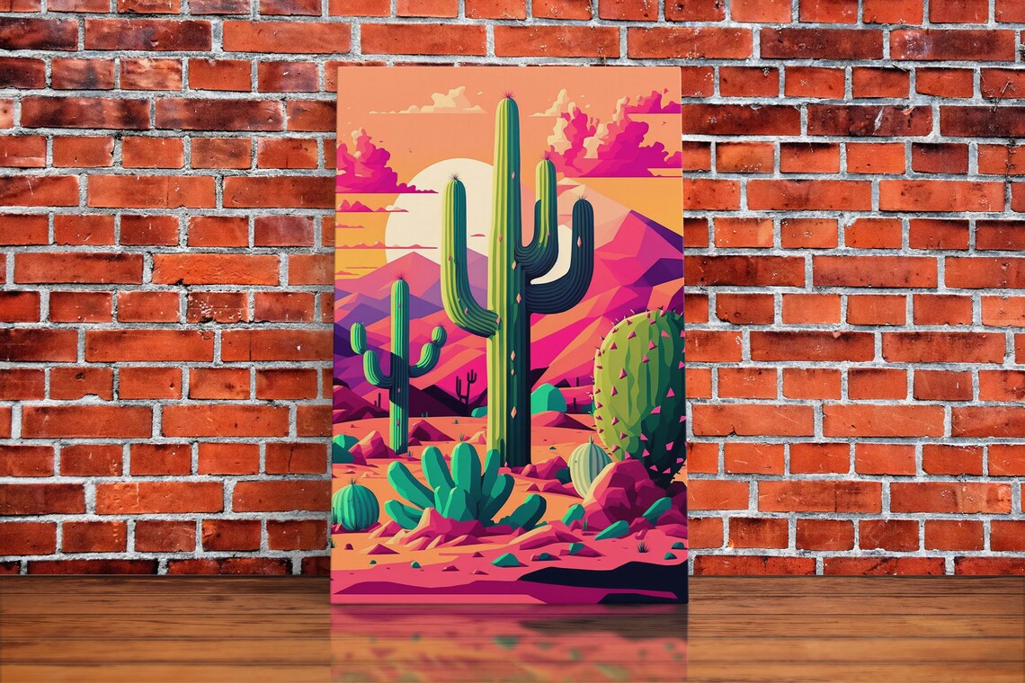 Pueblo Style Cactus Still Life, Arizona Desert Art Print - Image 5