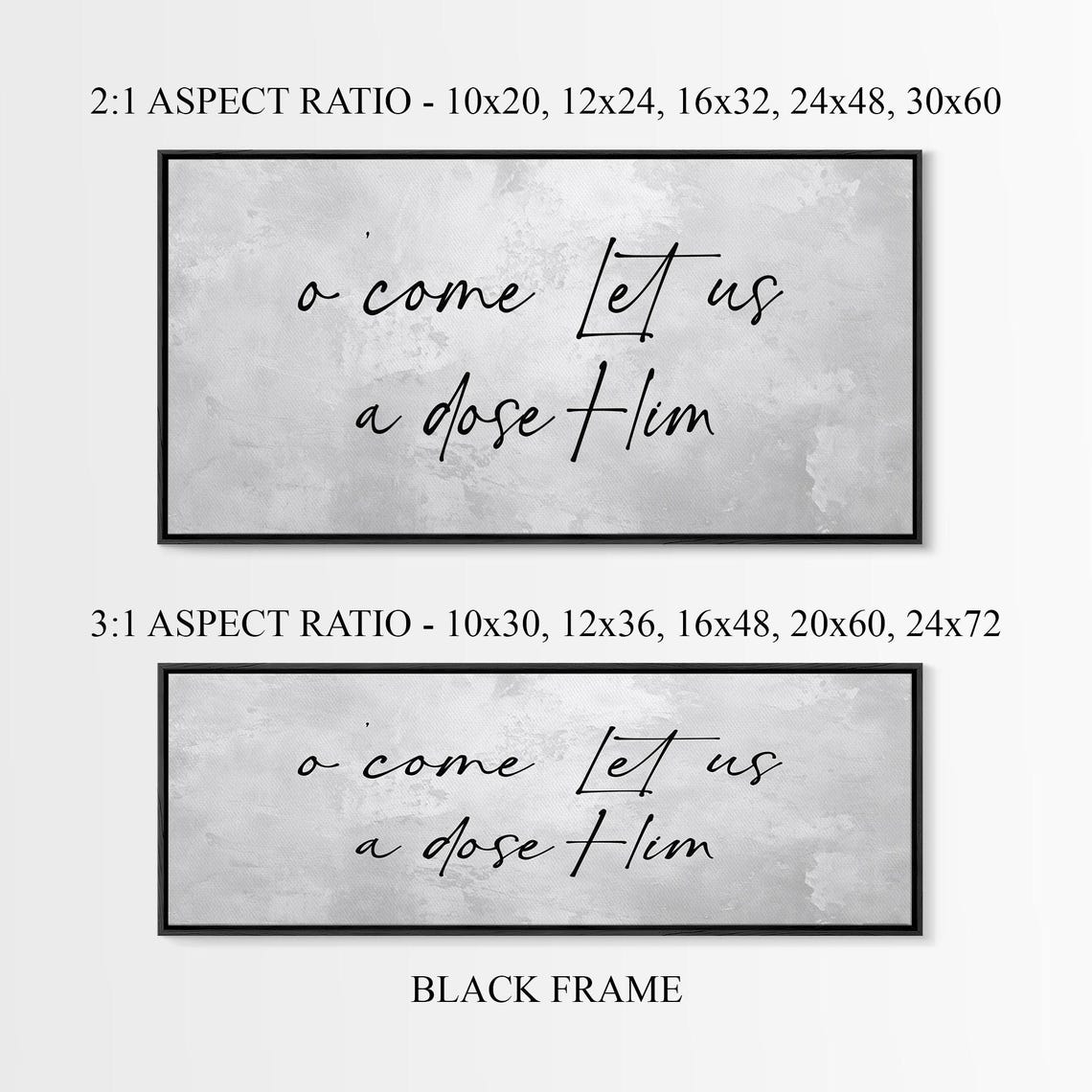 O Come Let Us Adore Him Christmas Carol Script Typography Poster - Image 5