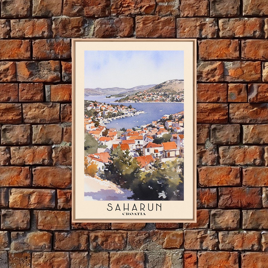 Saharun Croatia Old Town Harbor Orange Rooftop Watercolor Poster - Image 5
