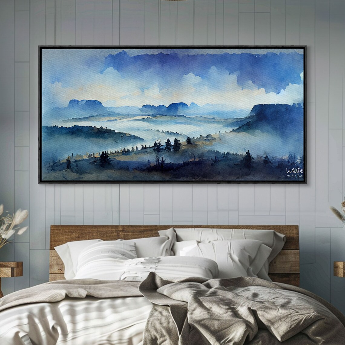 Watercolor Valley Trees and Mountains Art Print - Image 4