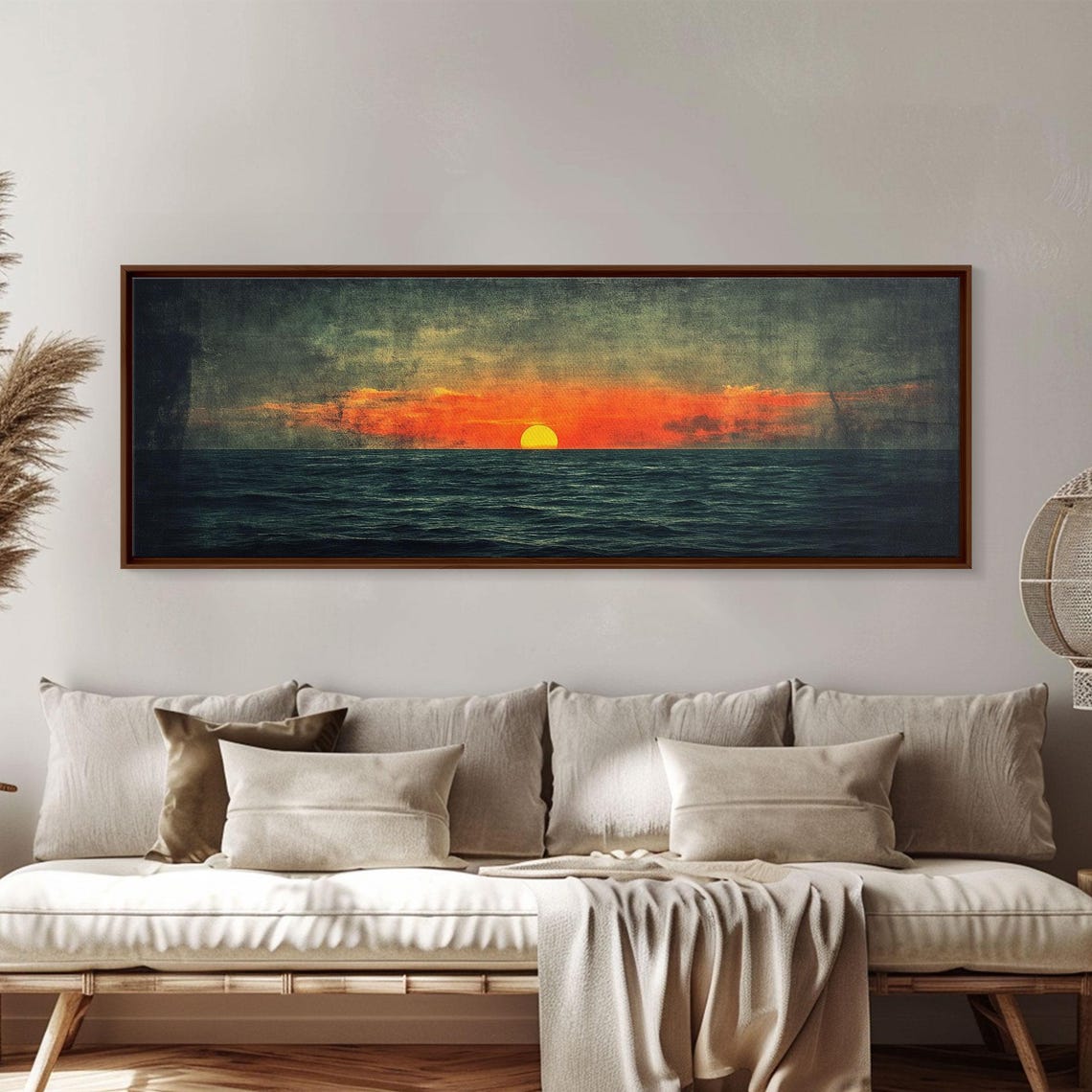 The Sea Radiant Sunset Panoramic Ocean Yellow Sun Dark Clouds Print - Image 3