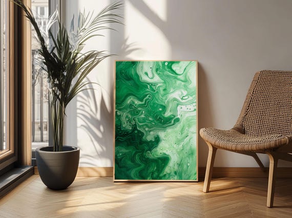 Abstract Sage Green Print Modern Wall Art Minimalist Home Decor Wabi Sabi Wall Art Farmhouse Living Room Decor