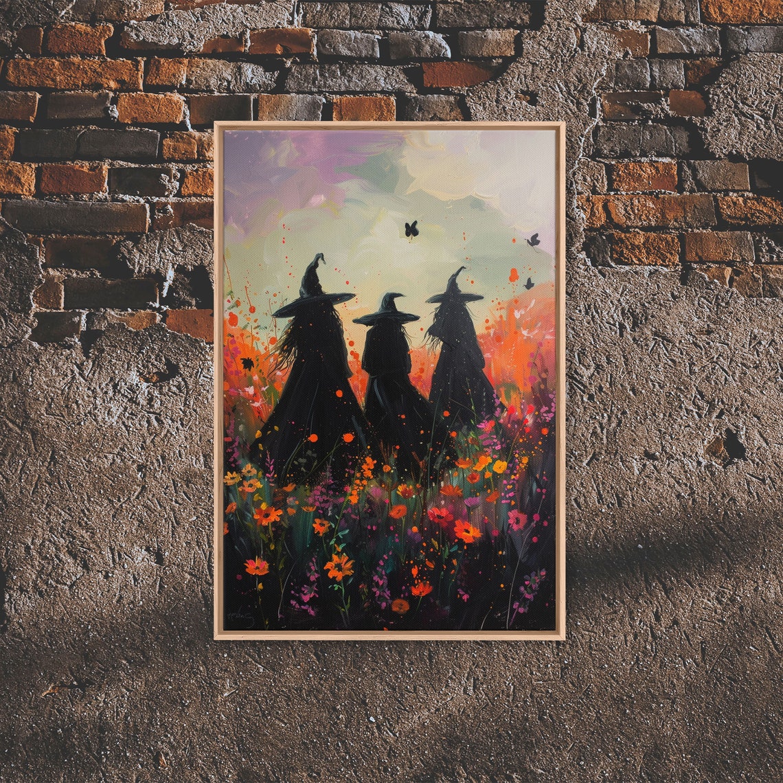 Witches Coven Butterflies Sunset Wildflower Meadow Moody Art Poster - Image 6