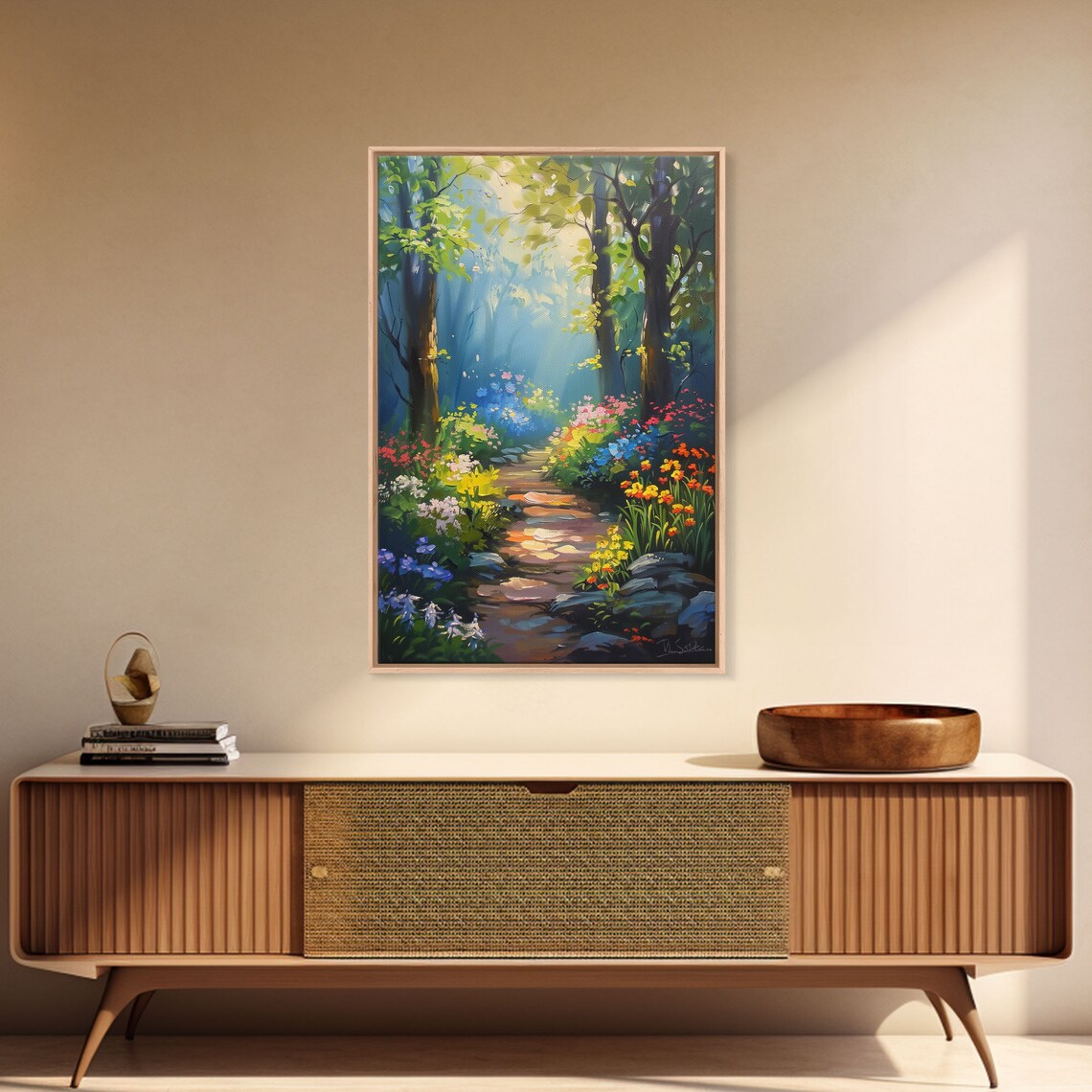 Springtime Path Through An Enchanted Forest Art Print Framed Print Enchanting Scenary Oil Painting Print Cottagecore Aesthetic - Image 3