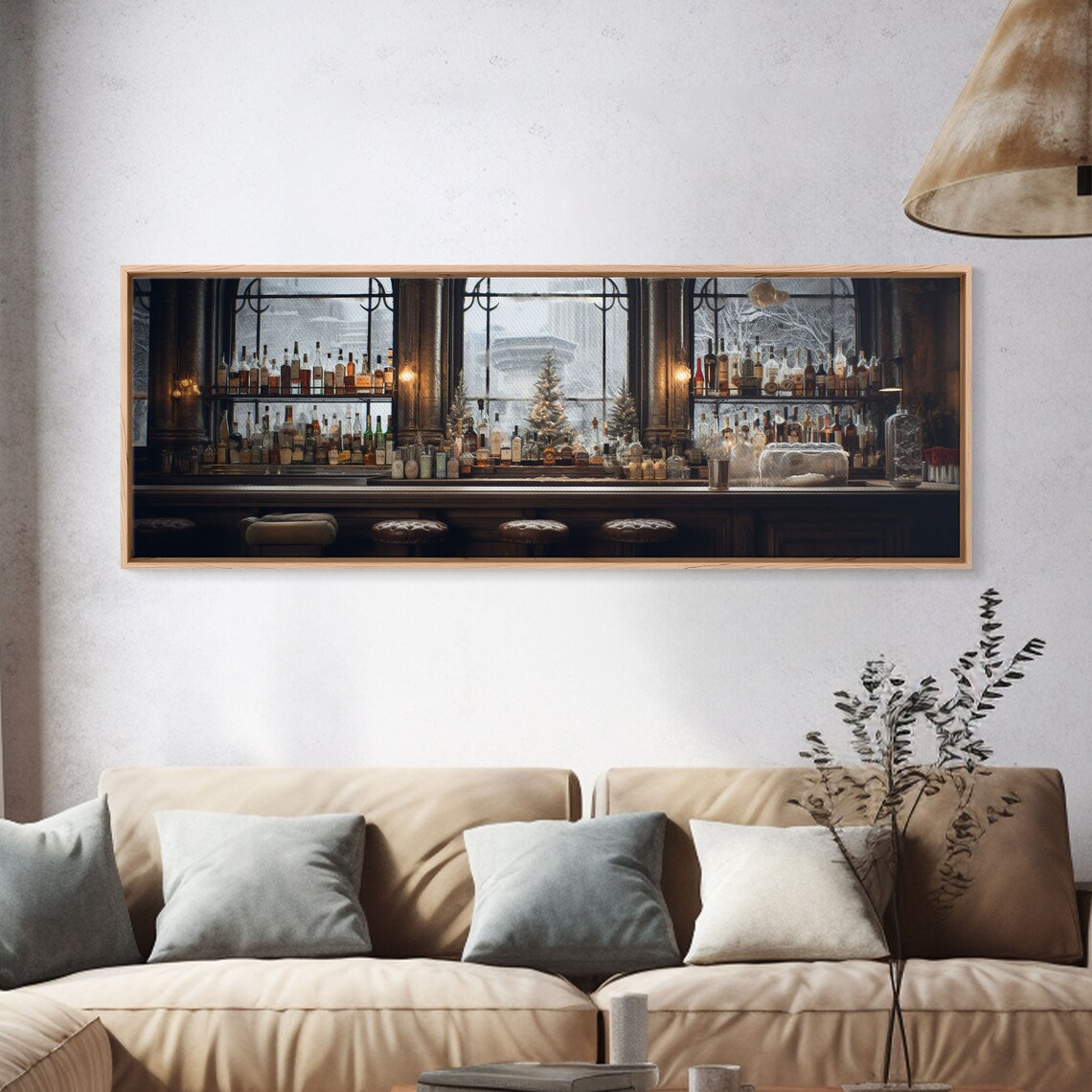 Winter Bar Scene, Vintage Liquor Cabinet Art Print - Image 3