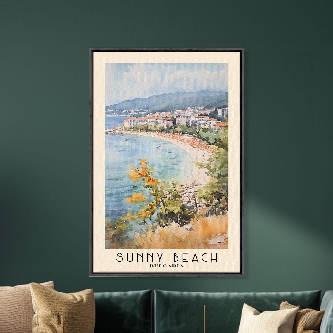Sunny Beach Bulgaria Resort Bay Hotels Umbrella Lined Sand Poster