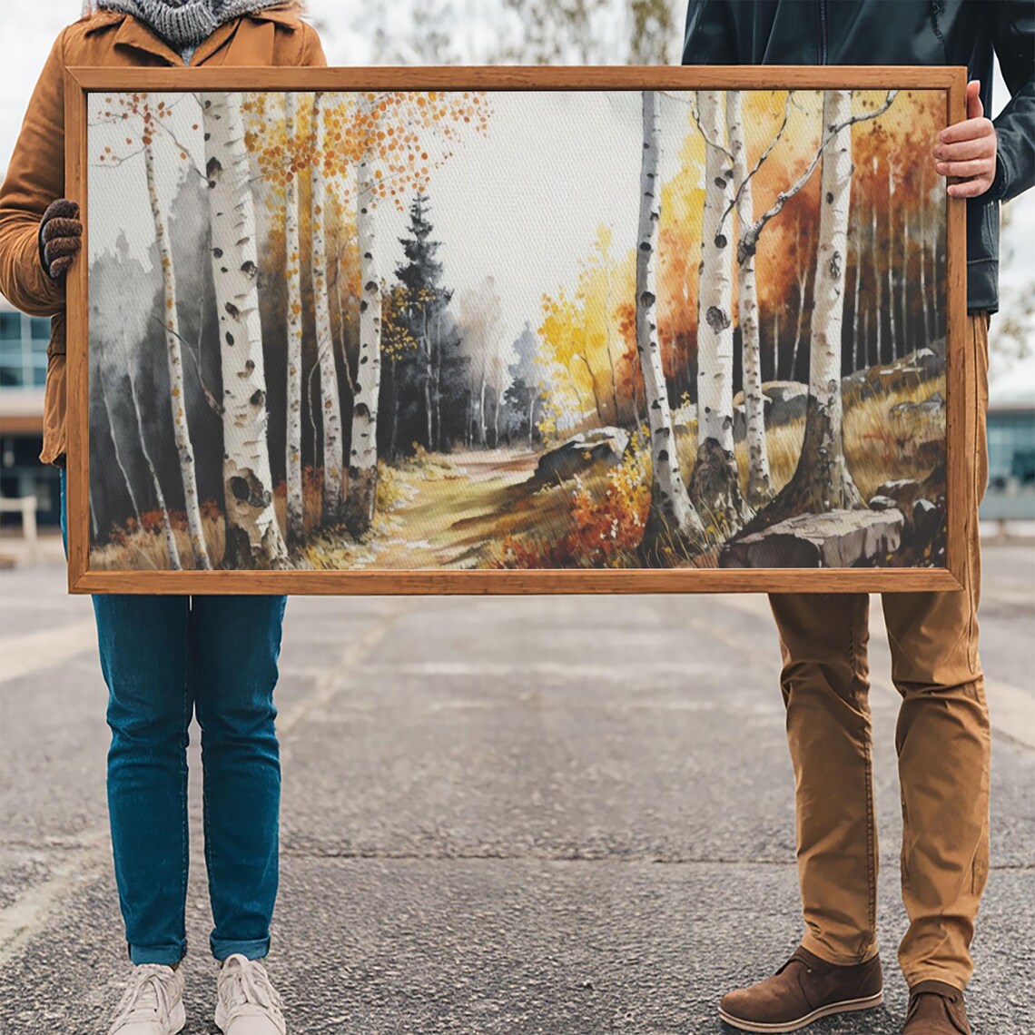 Watercolor Birch Trees Painting Print Yellow Birch Forest Birch Tree Art Birch Tree Painting Fall Decor Birch Tree Wall Art - Image 3