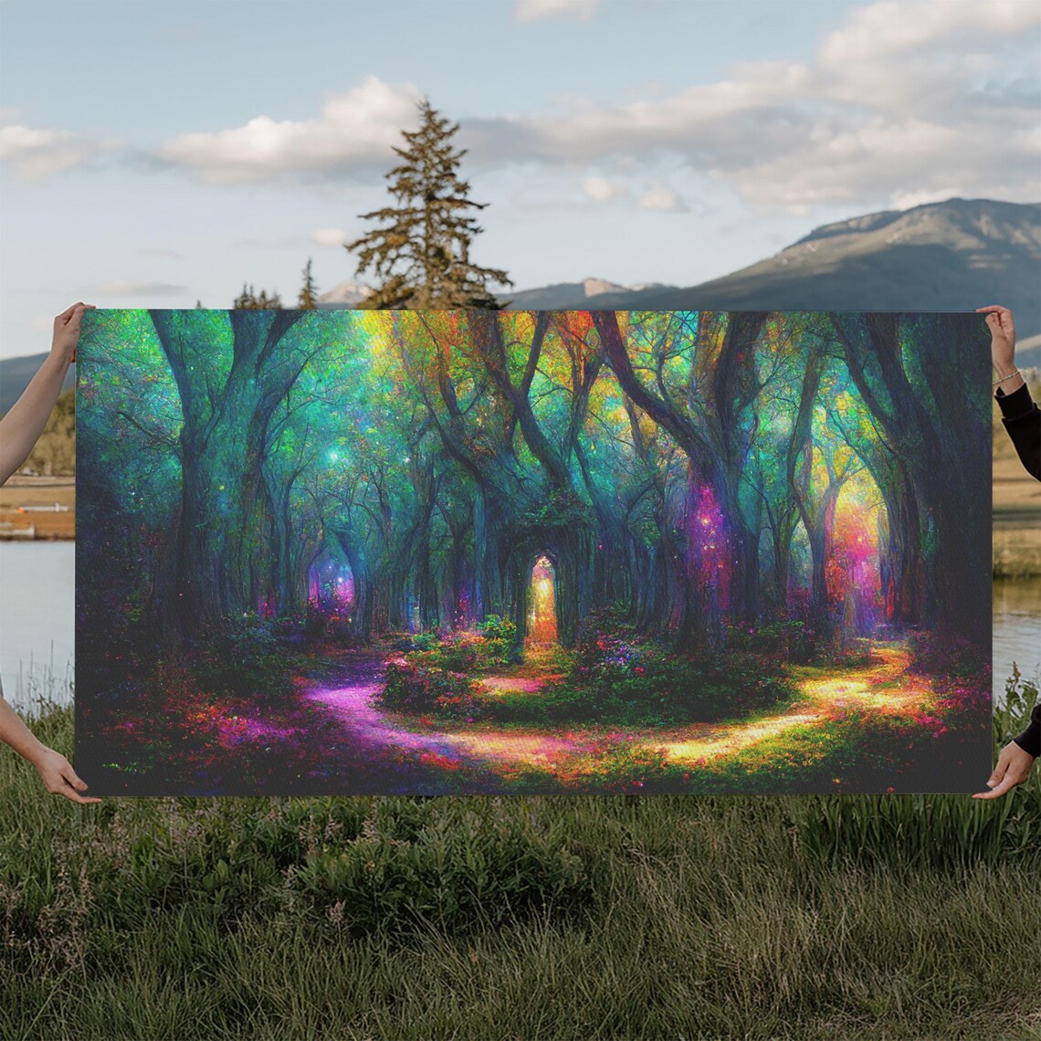 Fantasy Wall Art Print Magical Forest Fantasy Landscape Art Ready To Hang Wall Art