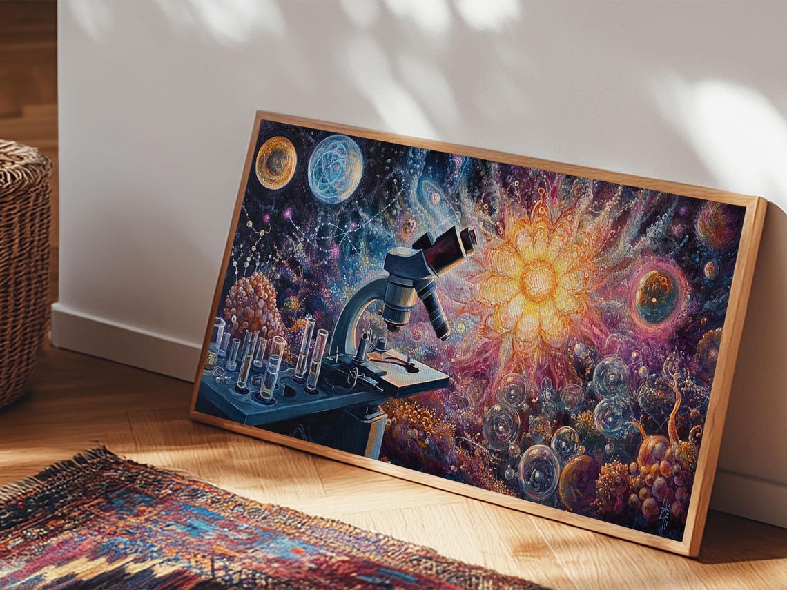 Cosmic Microscope Galaxy Science Lab Neon Space Wall Art Print Poster - Image 5