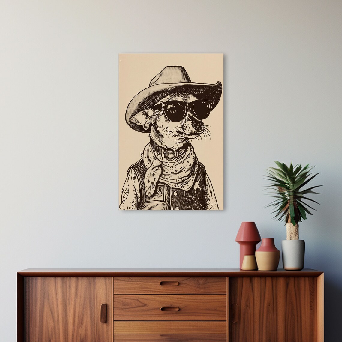 Cowboy Sheriff Chihuahua Art Print, Western Decor - Image 5