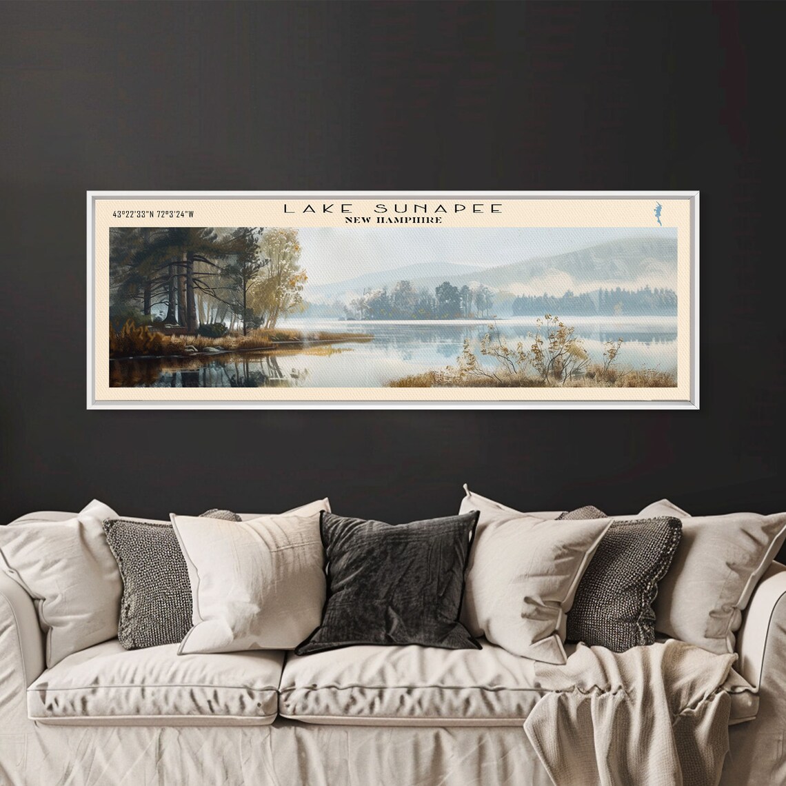 Lake Sunapee New Hampshire Travel Poster, Landscape Print - Image 5