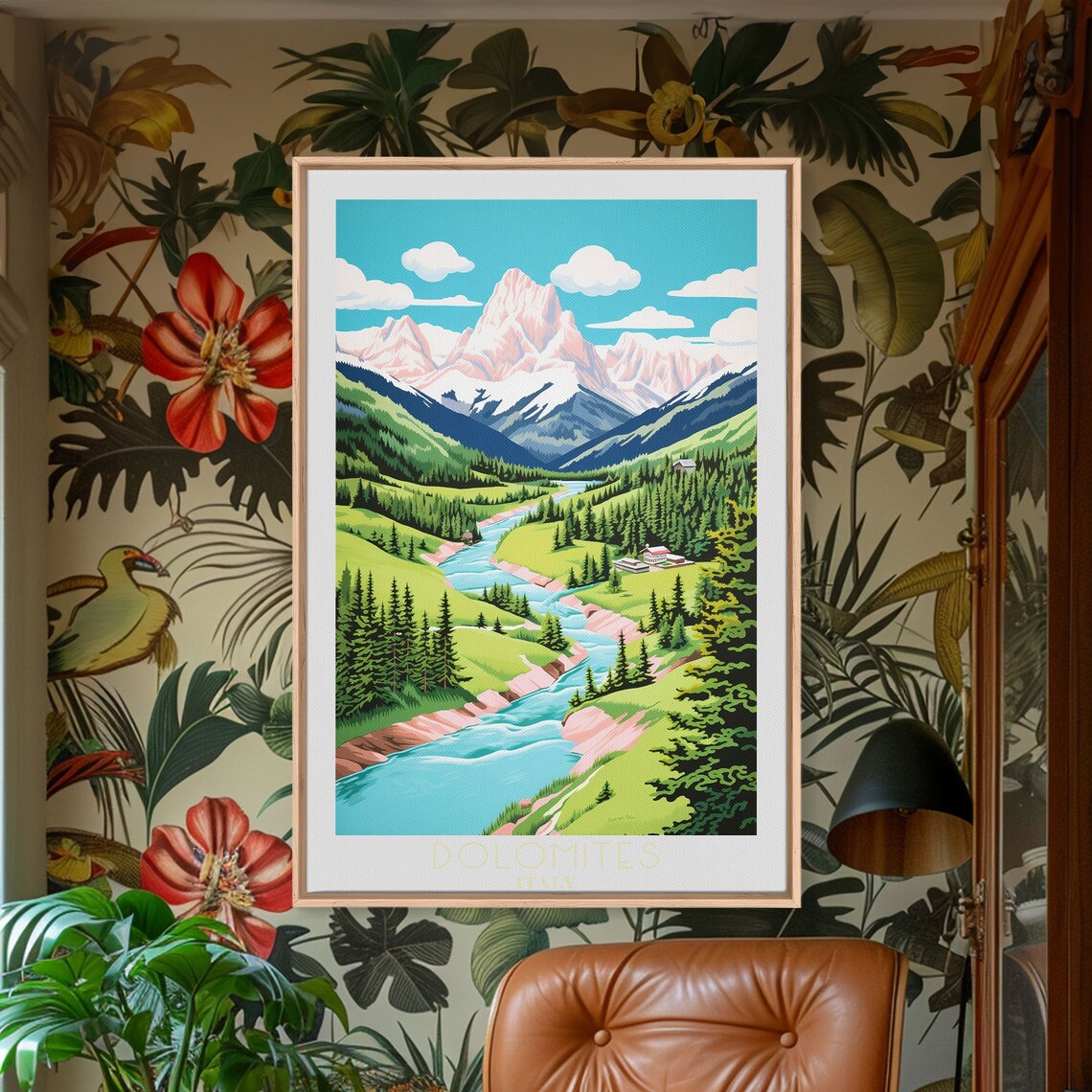 Dolomites Framed Print Travel Poster Original Wall Art Home Decor Gift For Travel Lover Wall Hanging - Image 2