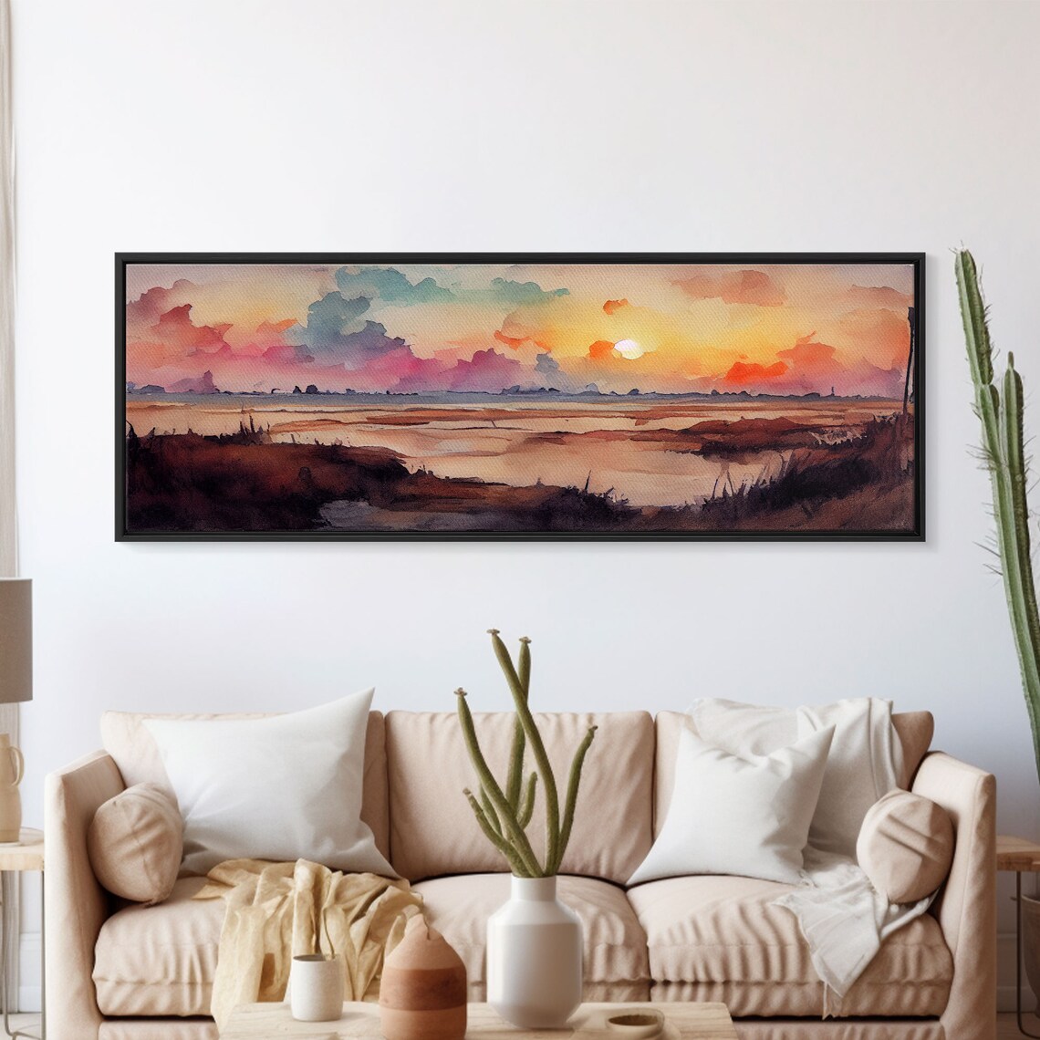 Watercolor Landscape Sunset, Hazy Sky Art Print - Image 5