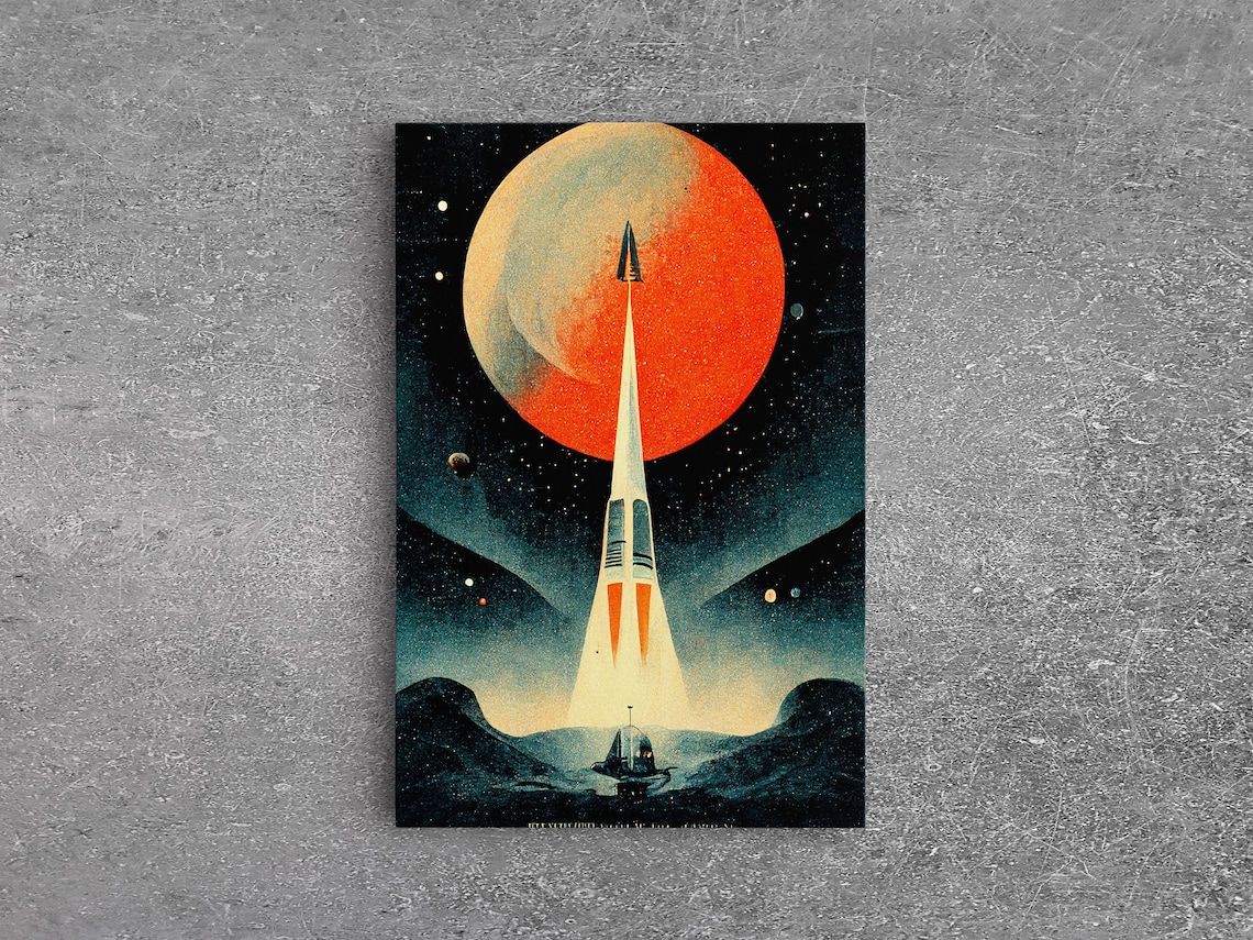 Art Deco Style Spaceship Space Exploration Poster - Image 3