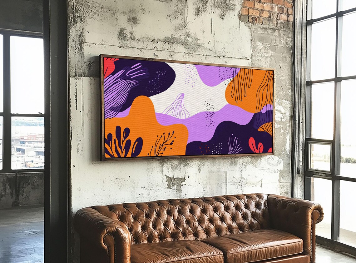 Purple And Orange Preppy Wall Art Framed Print Retro 90s Style Wall Art - Image 6