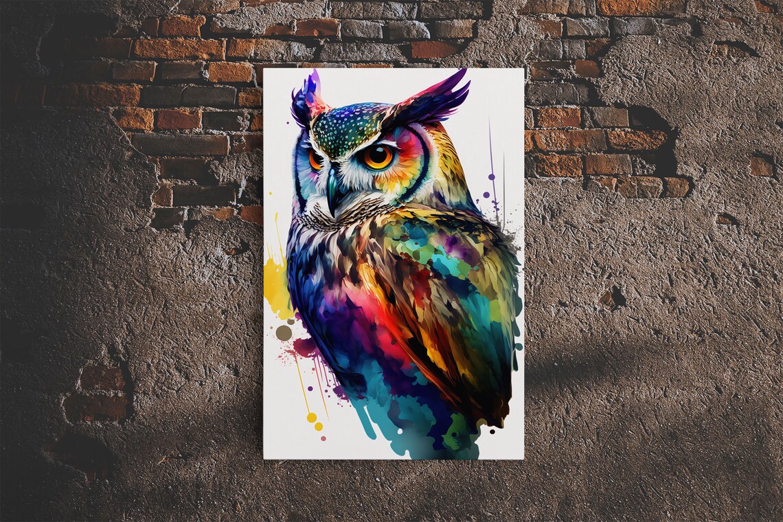 Watercolor Owl Painting Print, Pop Art Style - Image 6