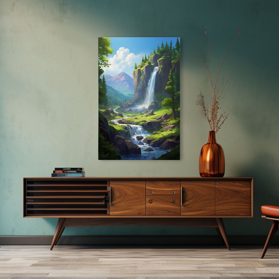 Waterfalls Landscape Art Print, Vertical Wall Art - Image 4