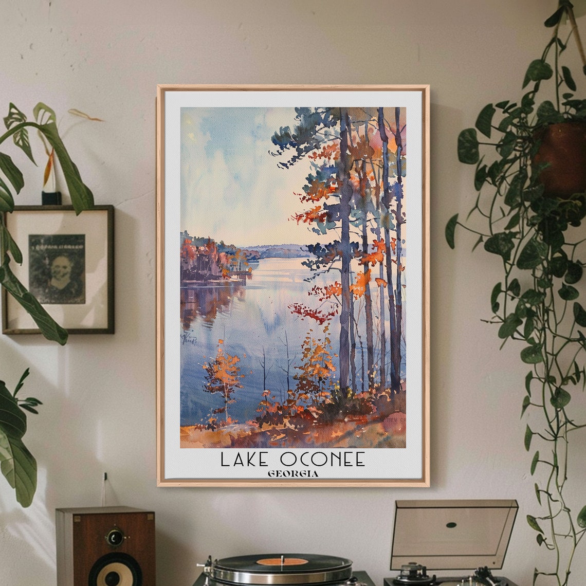Lake Oconee Georgia Autumn Watercolor Lakeside Travel Poster - Image 3