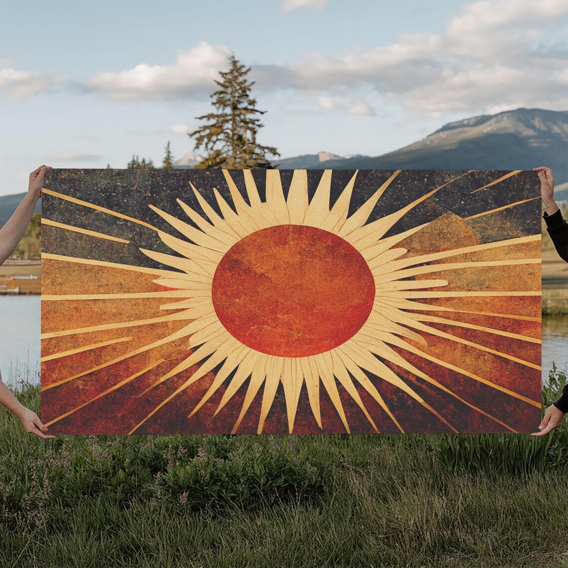 Abstract Midcentury Modern Sunburst, Art Deco Style
