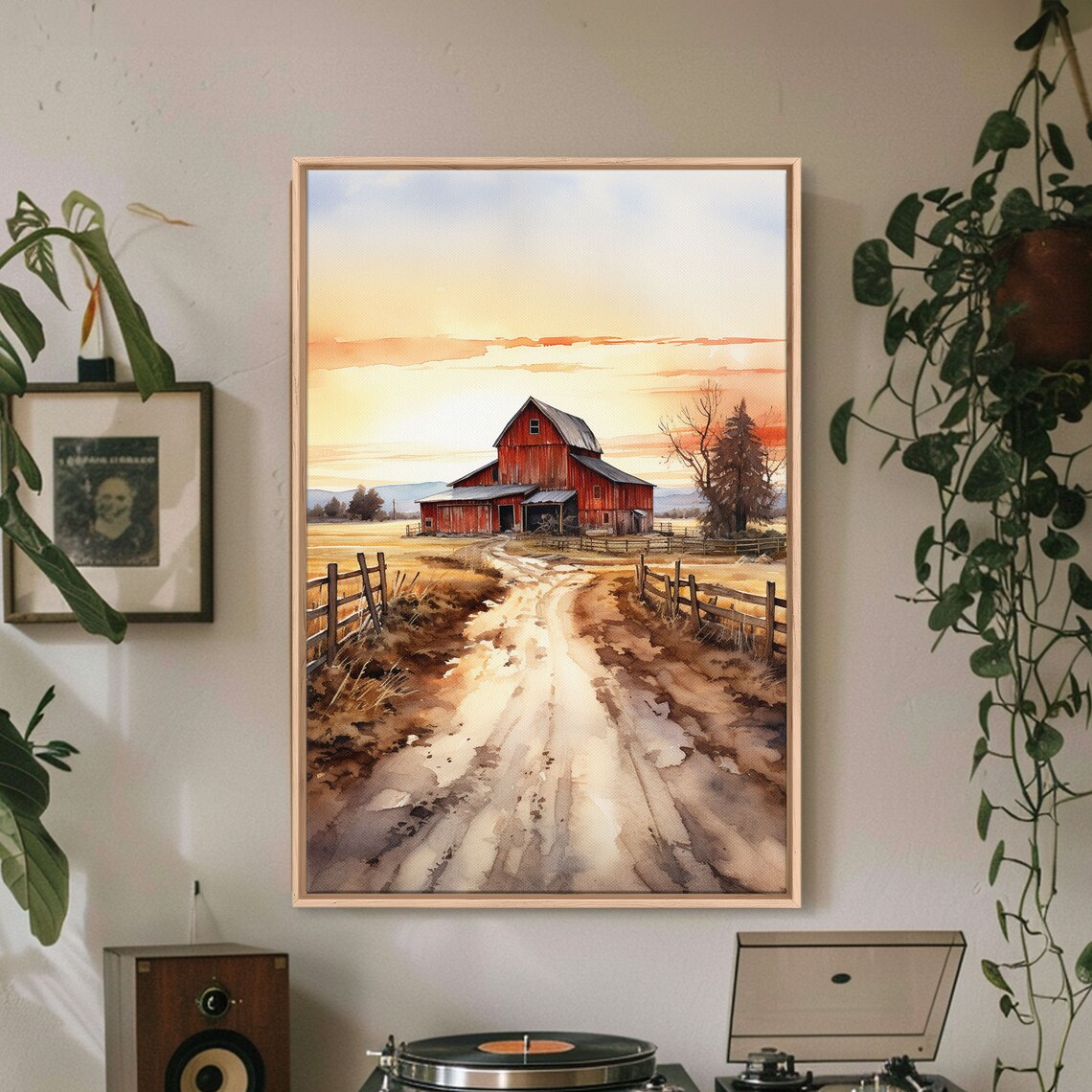 Sunset Over A Red Barn, Watercolor Country Print - Image 5