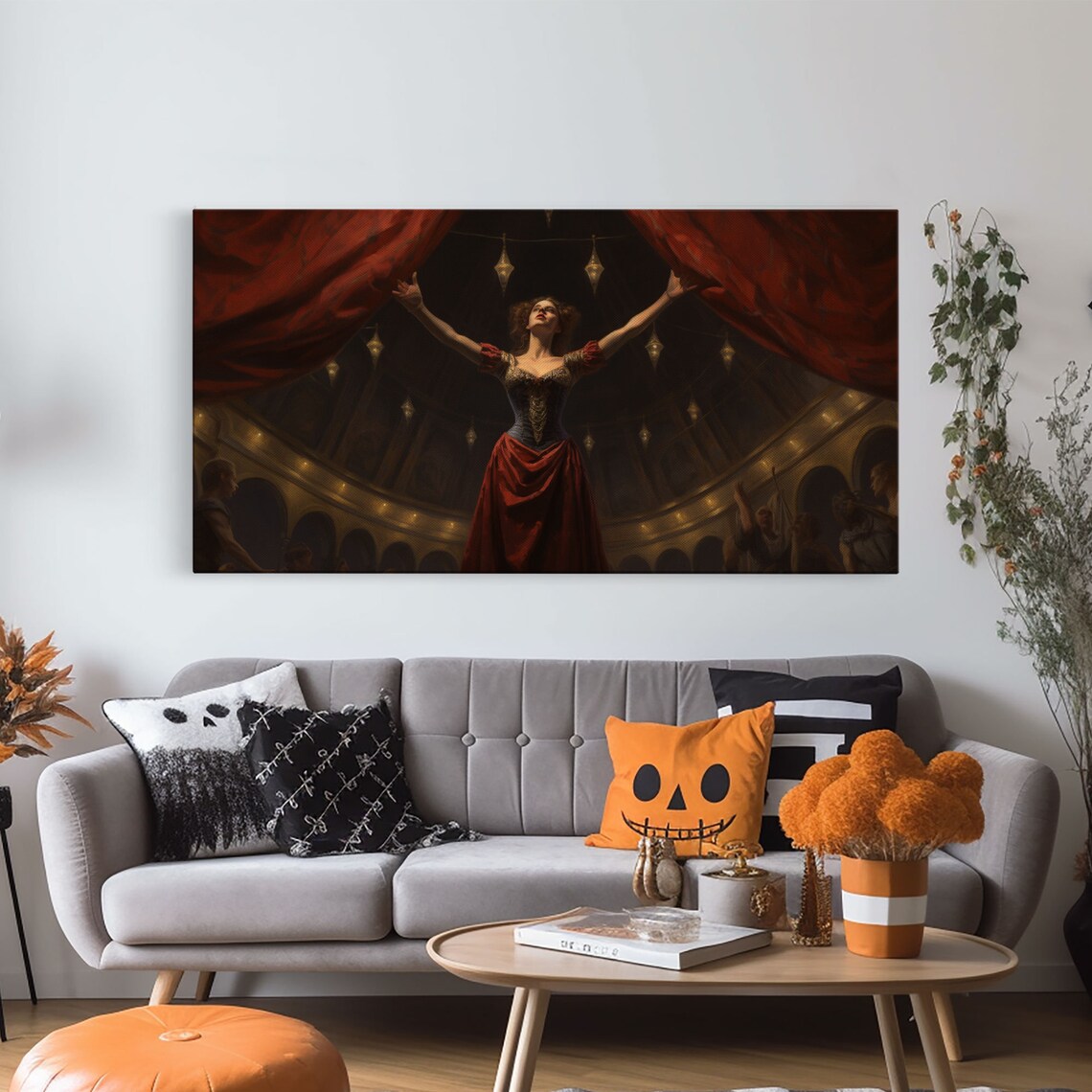 Haunted Circus Victorian Actress Red Gown Theater Stage Horror Art Poster - Image 4