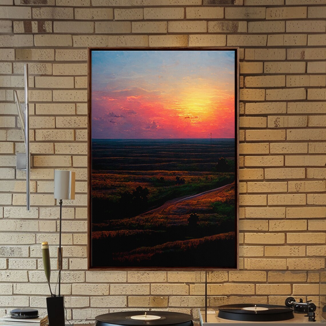 Sunset Over A Texas Field, Landscape Art Print - Image 3