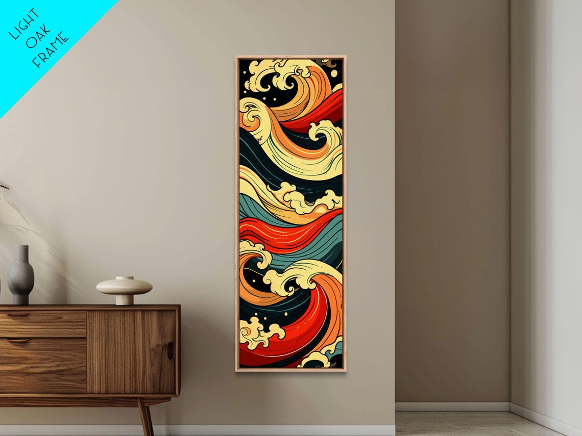 Vibrant Abstract Japanese Ocean Wave Swirl Colorful Art Poster - Image 4