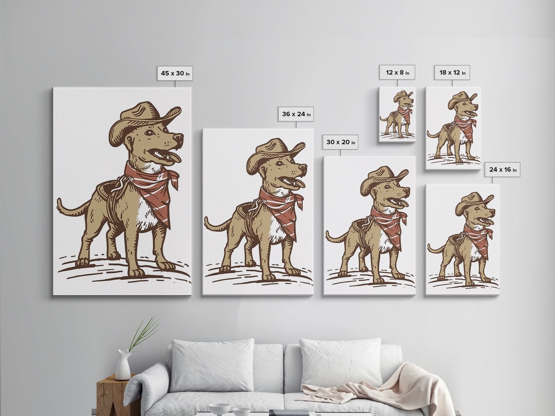 Cowboy Dog Vintage Style Puppy Hat Bandana Western Pet Wall Poster - Image 2