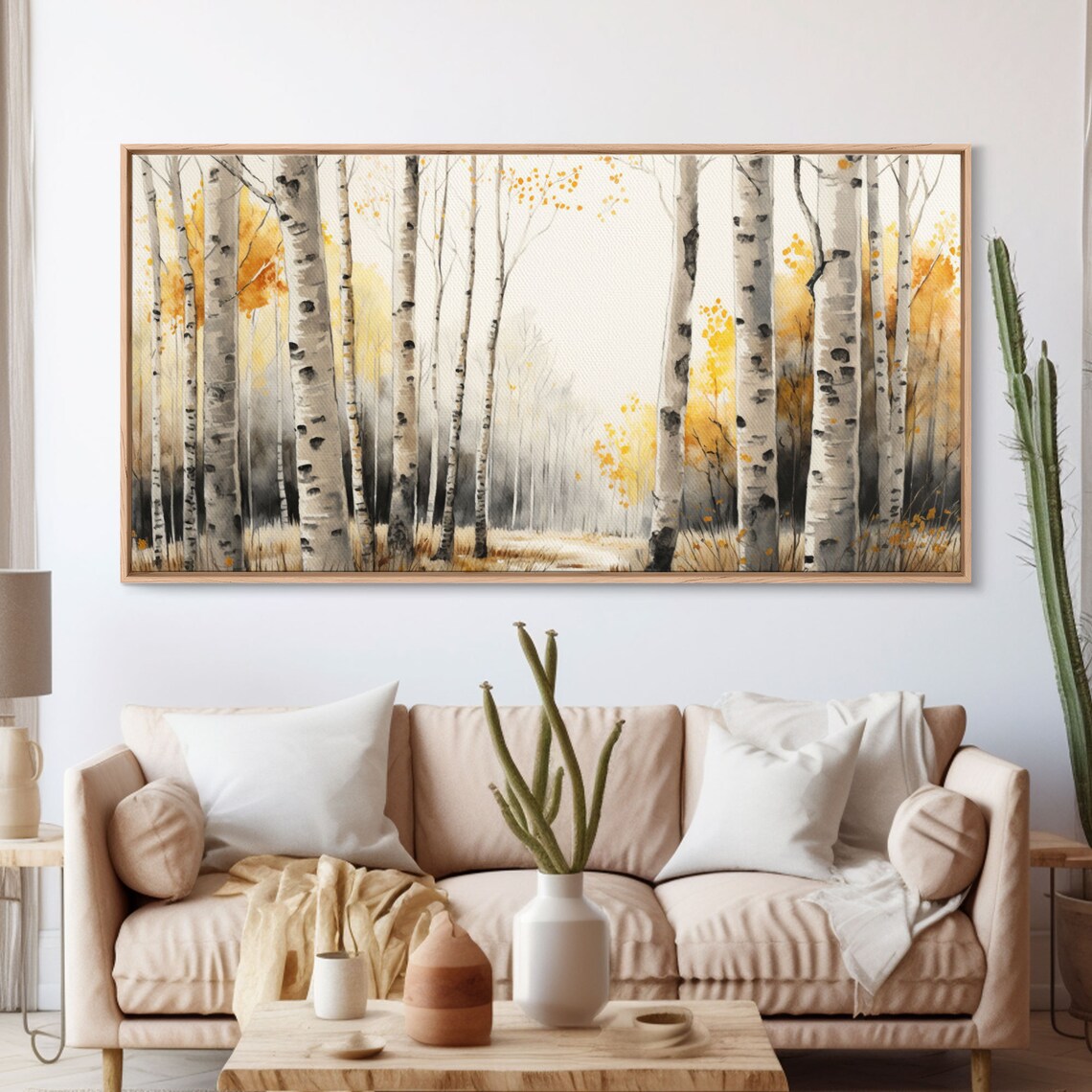 Abstract Birch Forest Fall Oil Painting Art Print - Image 3