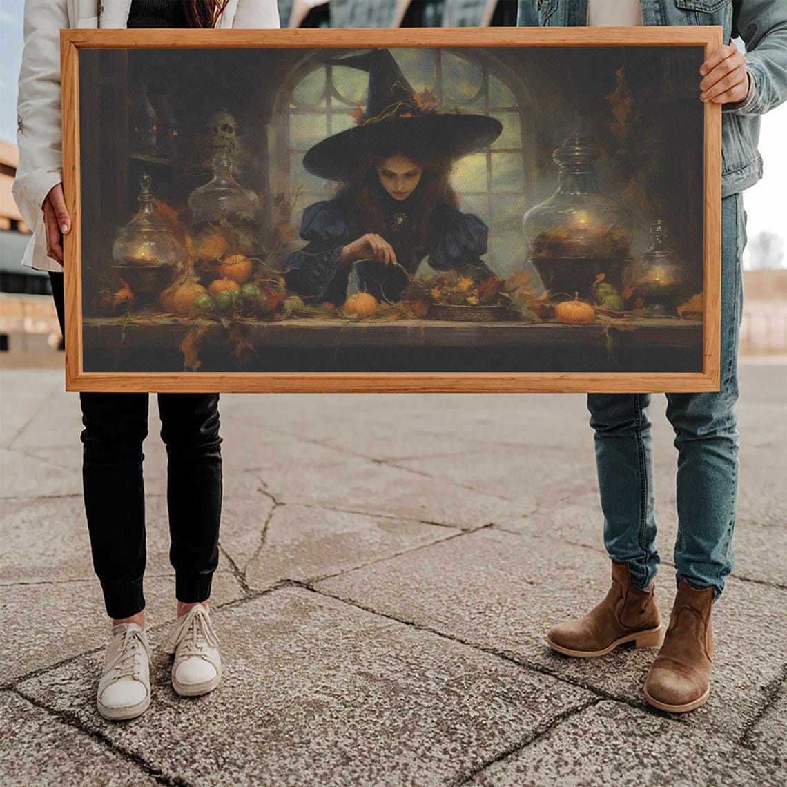 Witch Brewing Potions Pumpkins Glass Jars Occult Apothecary Art Poster - Image 5
