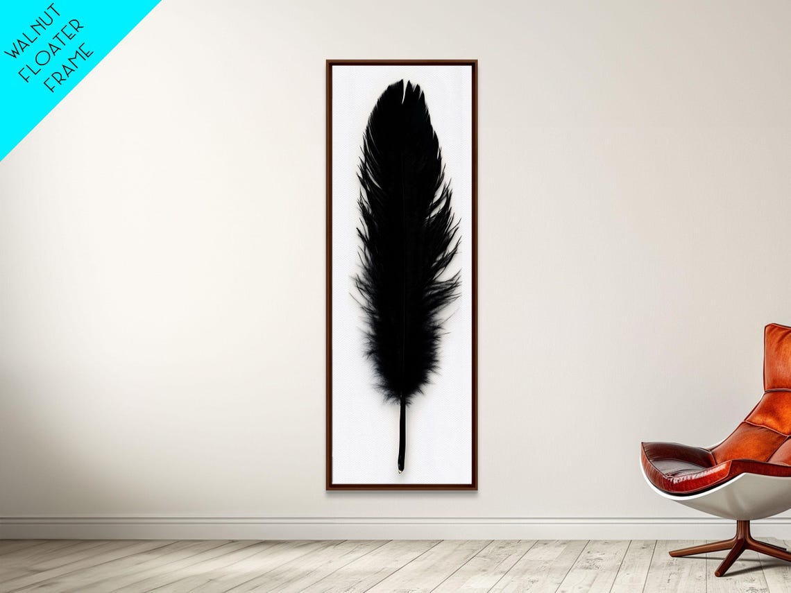 Minimalist Tall Black Feather On White Simple Modern Art Poster - Image 6