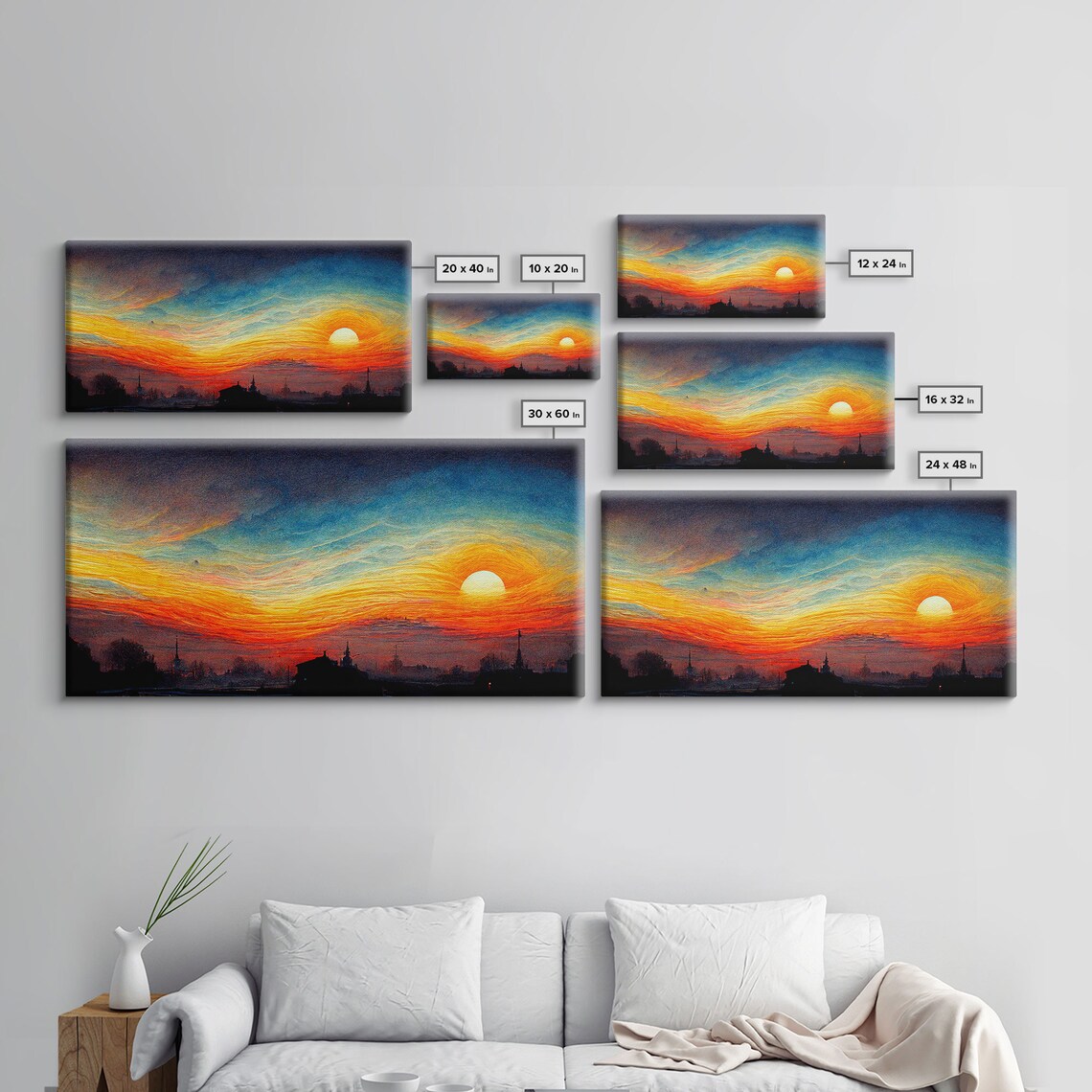 Beautiful Sunset Ink Painting Style Art Print - Image 2