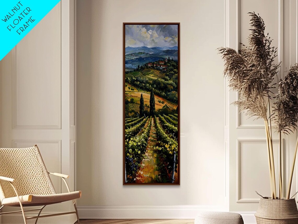 Tuscany Italy Vineyard Hills Cypress Trees Village Landscape Poster - Image 3