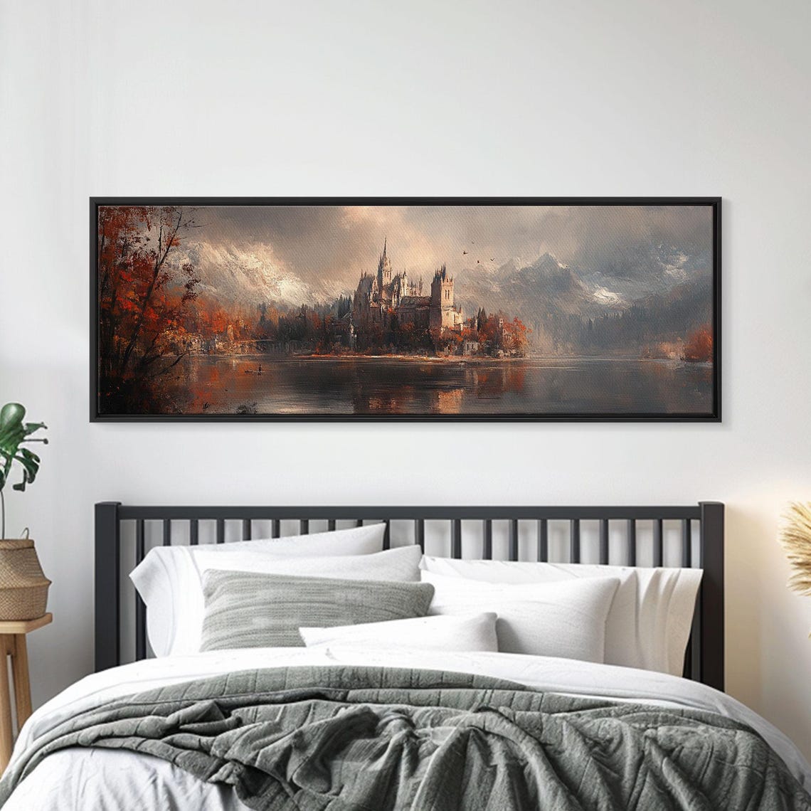 Dark Moonlit Gothic Castle Lake Island Night Fantasy Art Poster - Image 3