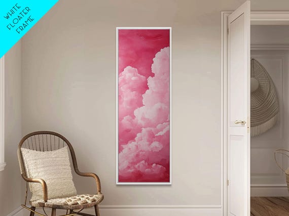 Fluffy Pink Cloud Print Vertical Wall Art Light Pink Wall Art Above Bed Art Cottagecore Wall Art Wabi Sabi Art Rustic Decor
