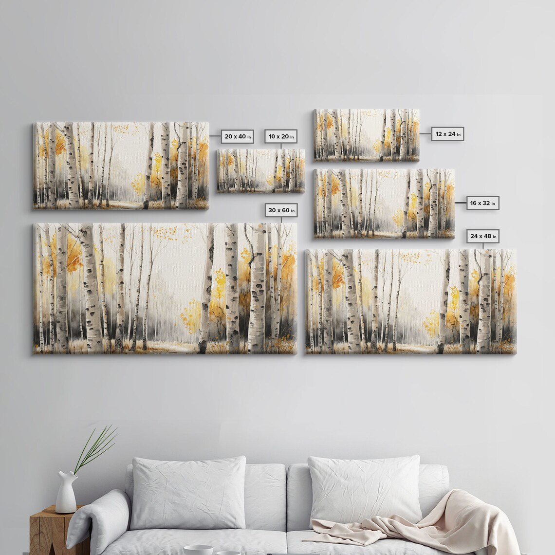 Abstract Birch Forest Fall Oil Painting Art Print - Image 2