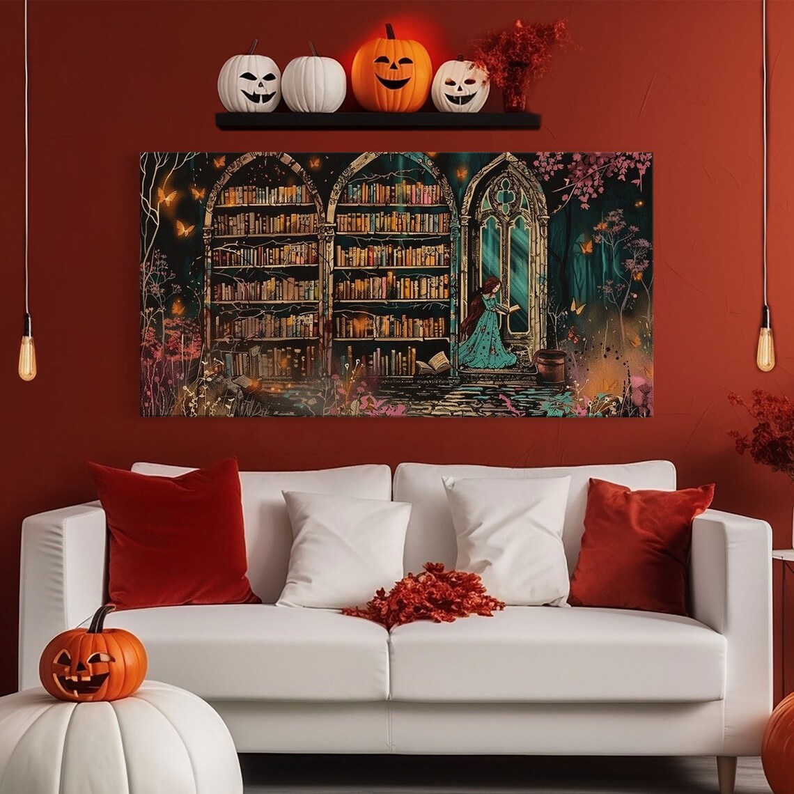 Witch Library Gothic Arches Butterfly Garden Girl Door Dark Academia Print - Image 6