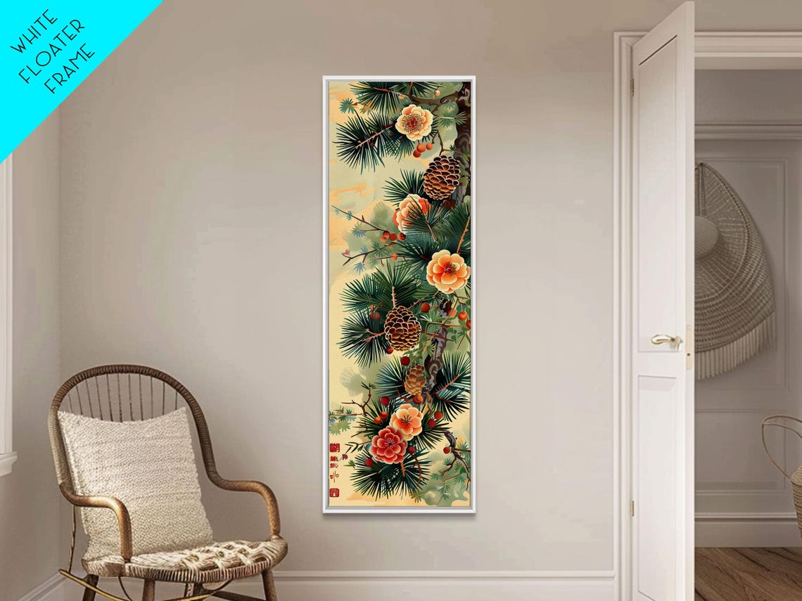 Japanese Ukiyo E Pine Branches Blossoms Pine Cones Art Poster - Image 6