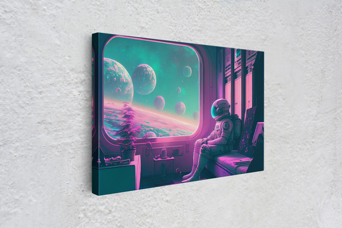 Vaporwave Astronaut Riding The Space Train Art Print - Image 4