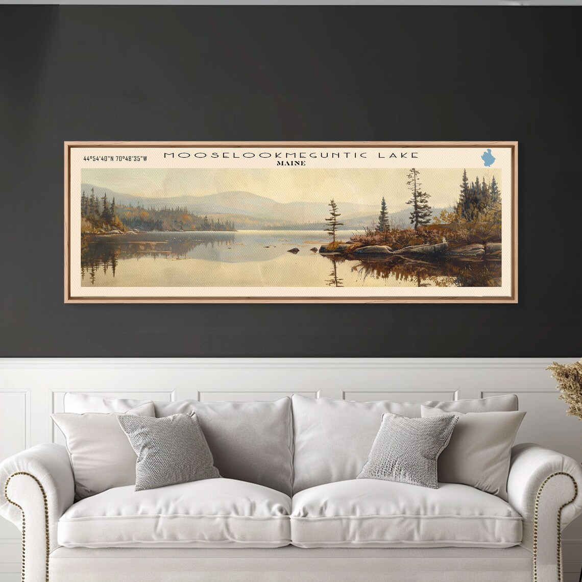 Mooselookmeguntic Lake Maine Golden Water Pines Rocky Point Travel Poster - Image 3