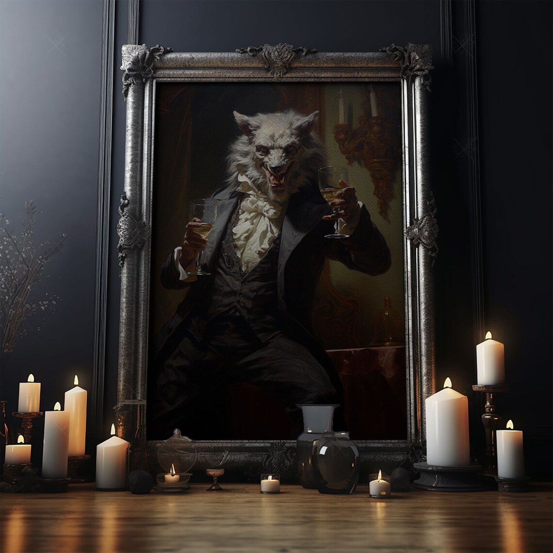 Vintage Werewolf Halloween Art Print, Gothic Victorian - Image 4