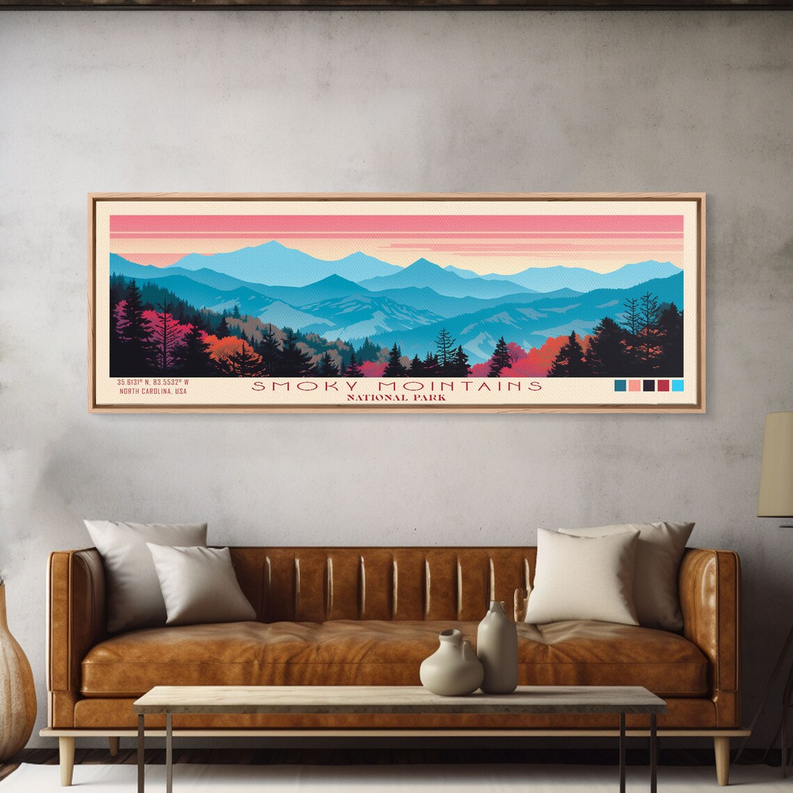 Smoky Mountains National Park Pink Sky Autumn Forest Travel Poster - Image 6