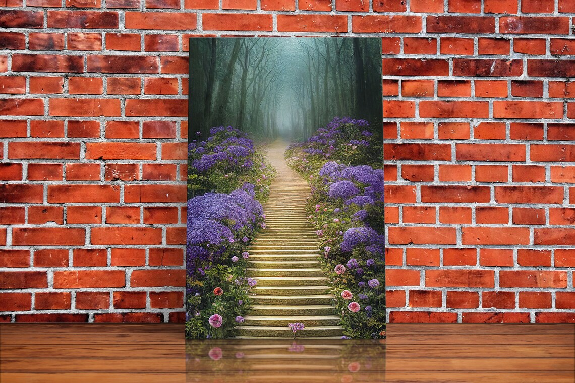 Lavender Stairs to the Haunted Forest Fantasy Art Print - Image 2